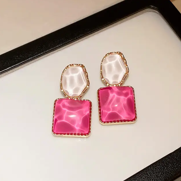 Pink & White Crystal Earring