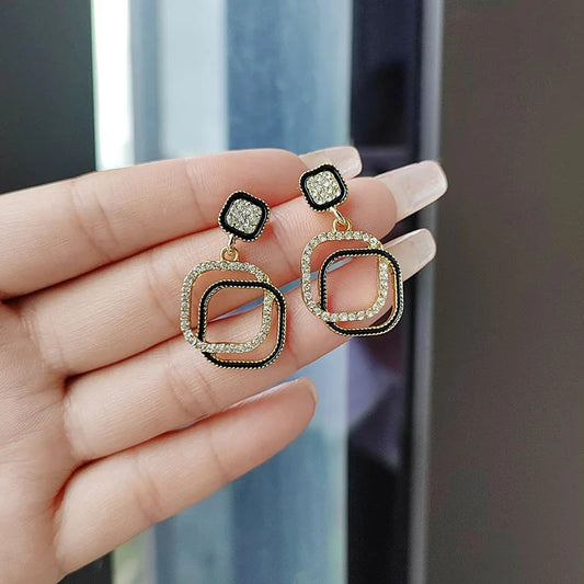 Square Layered Crystal Earring