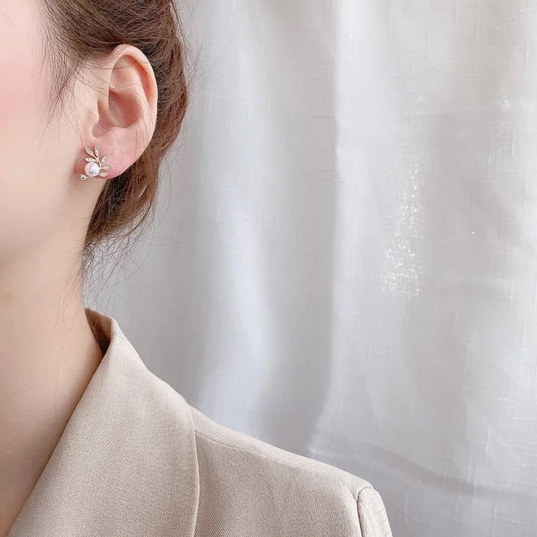 Crystal Leaf Earring