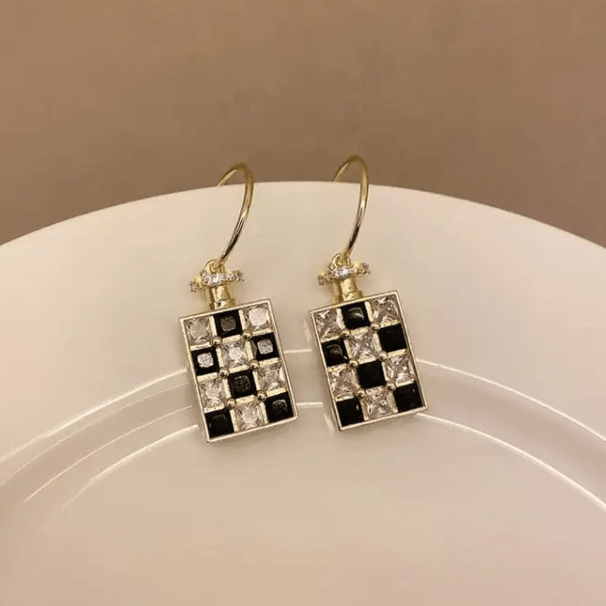 Rectangular Black & White Earring