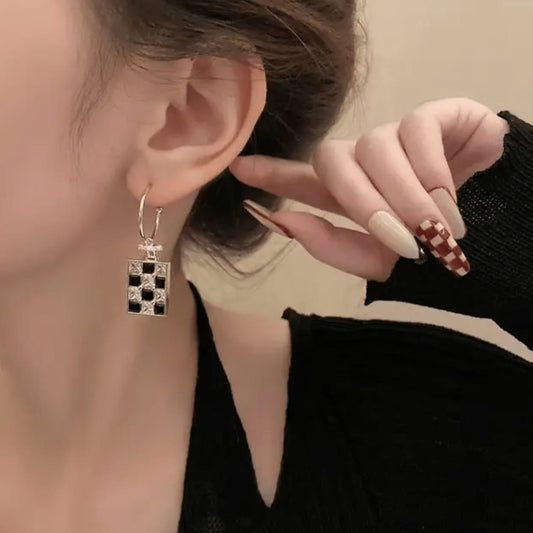 Rectangular Black & White Earring