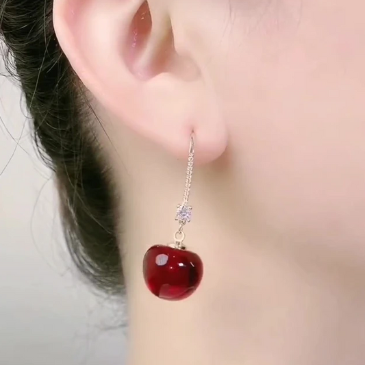 Crystal Red Cherry Earrings