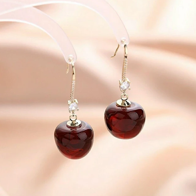 Crystal Red Cherry Earrings