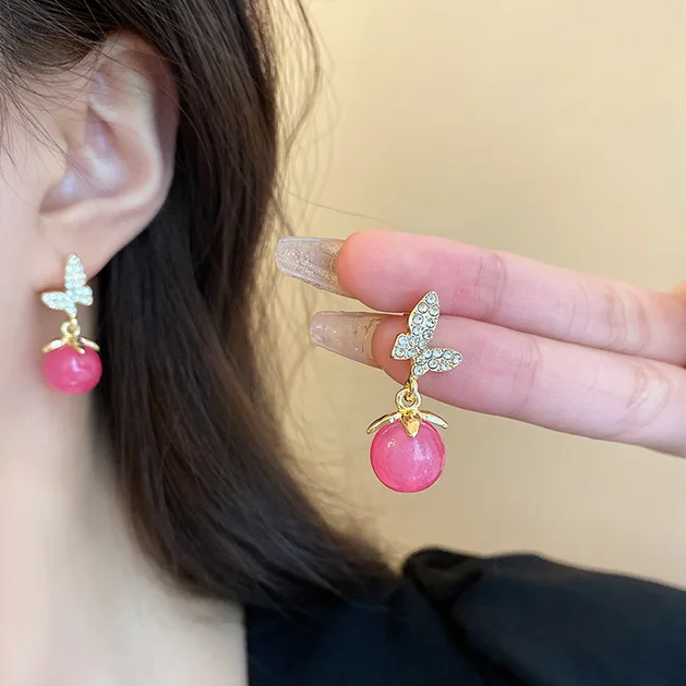 Pink Opal Drop Earrings