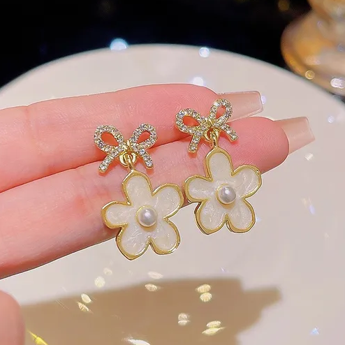 Bow and Flower Earrings