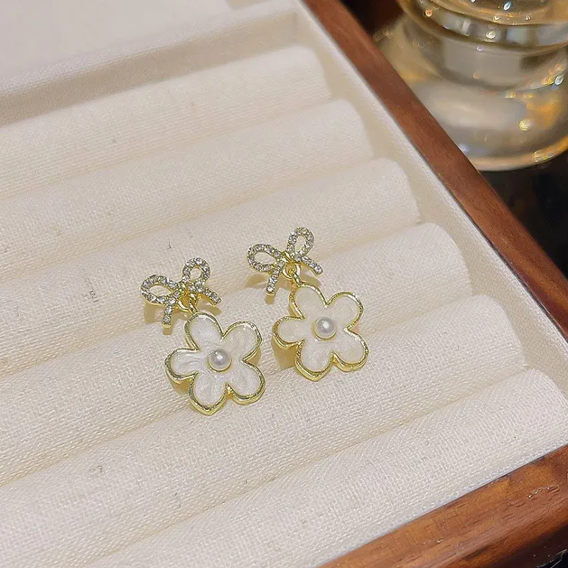 Bow and Flower Earrings