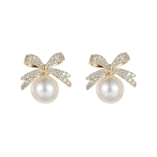 Bow and Pearl Stud