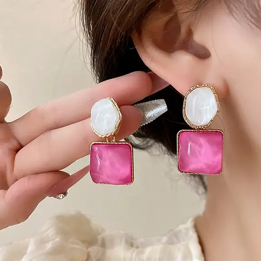 Pink & White Crystal Earring