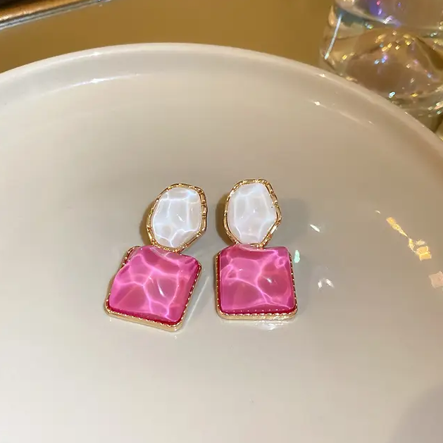 Pink & White Crystal Earring