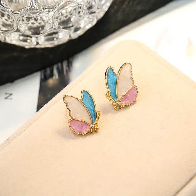 Enameled Butterfly Stud