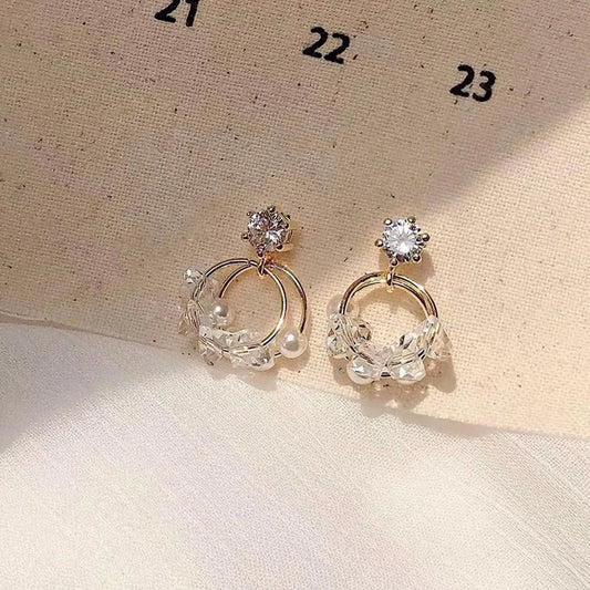 Double Ring Crystal Earring