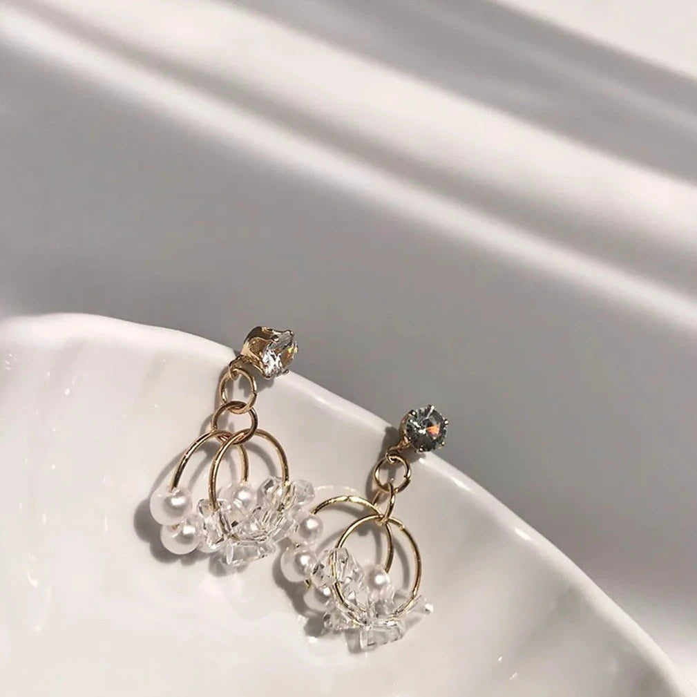 Double Ring Crystal Earring