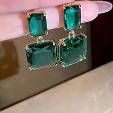 Green Square Crystal Earring