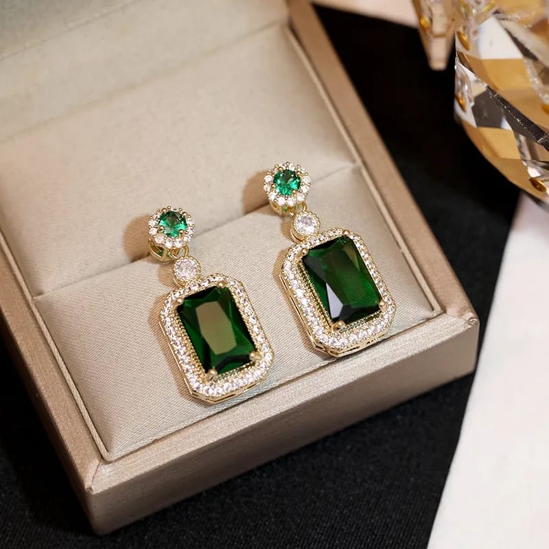 Green Zircon Stone Earrings