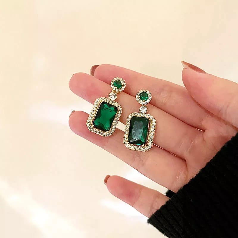 Green Zircon Stone Earrings