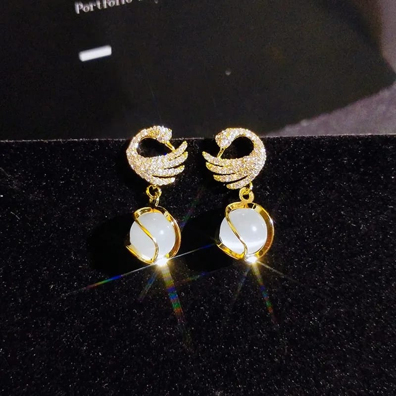 Crystal Swan Earrings