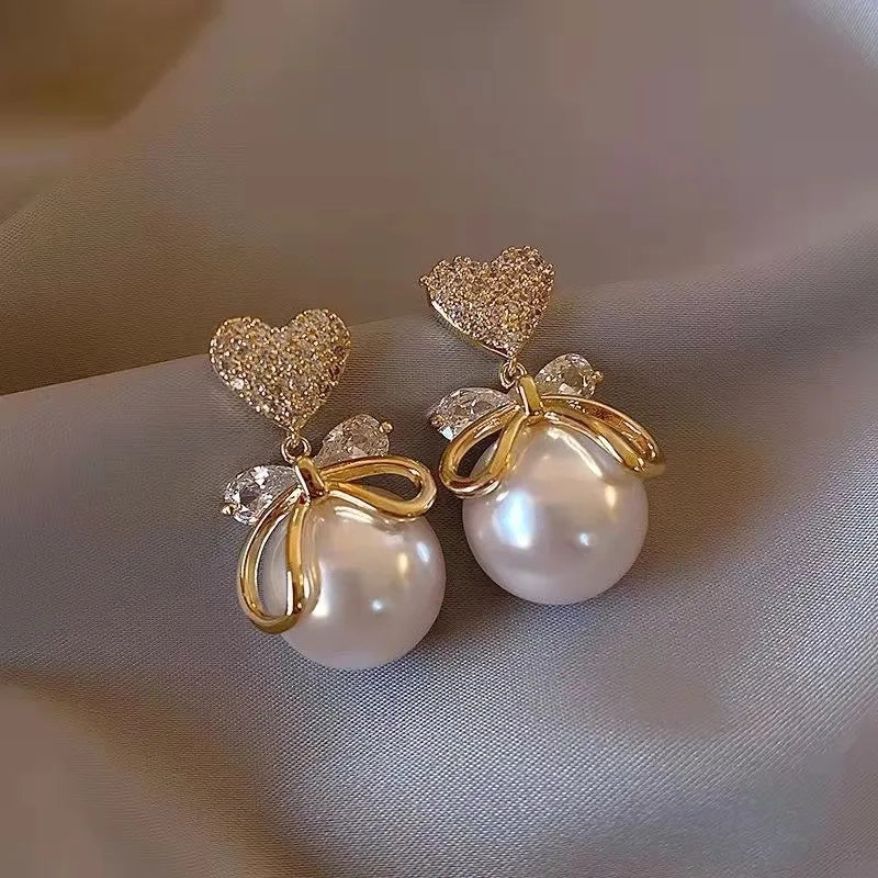 Pearl & Heart Earrings