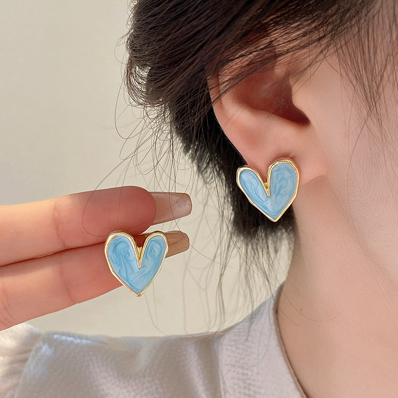 Cyan Heart Studs