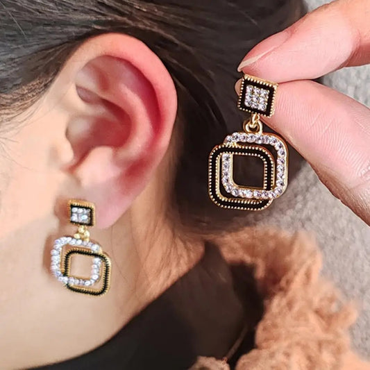 Square Layered Crystal Earring