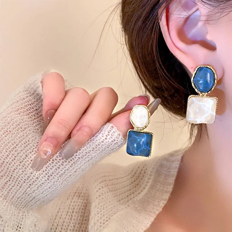 Blue & White Crystal Earring