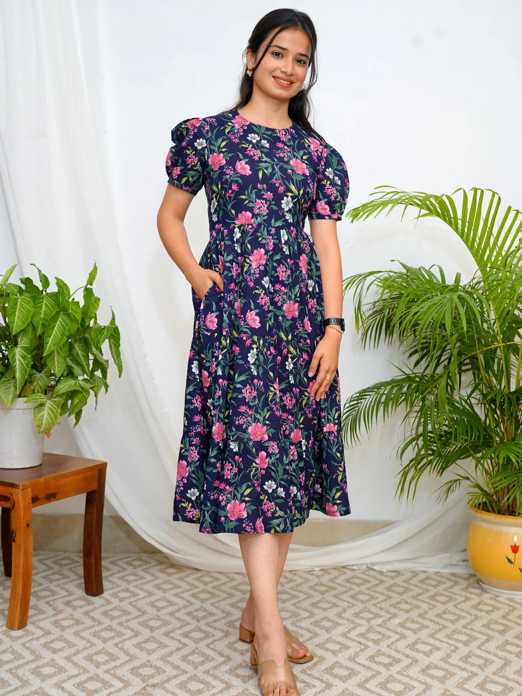 Bluebell Floral COTTON Tiered Dress