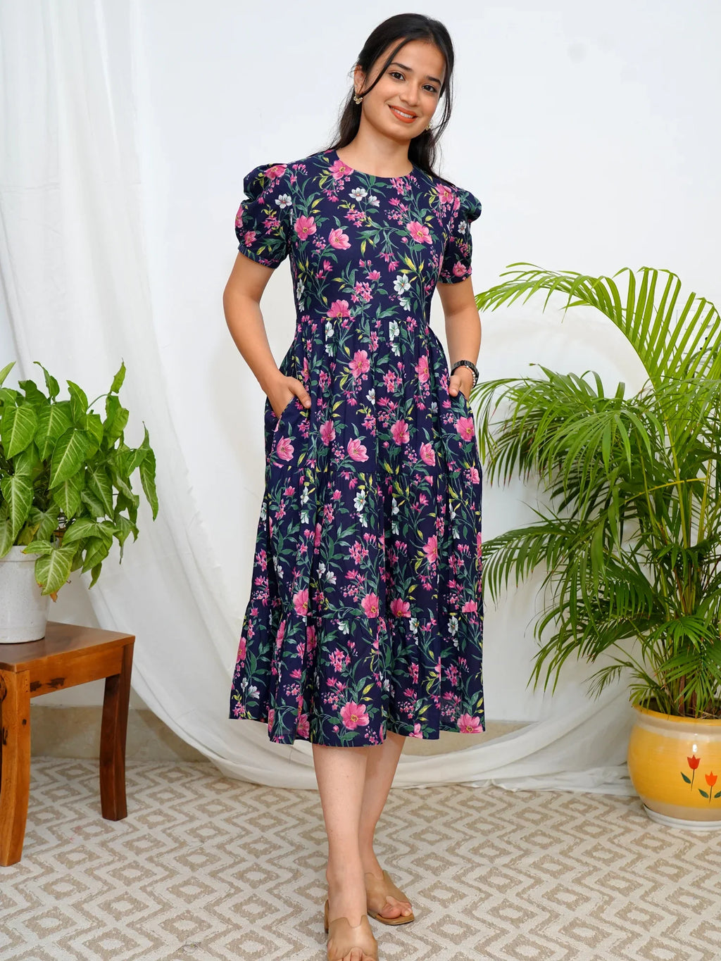 Bluebell Floral COTTON Tiered Dress