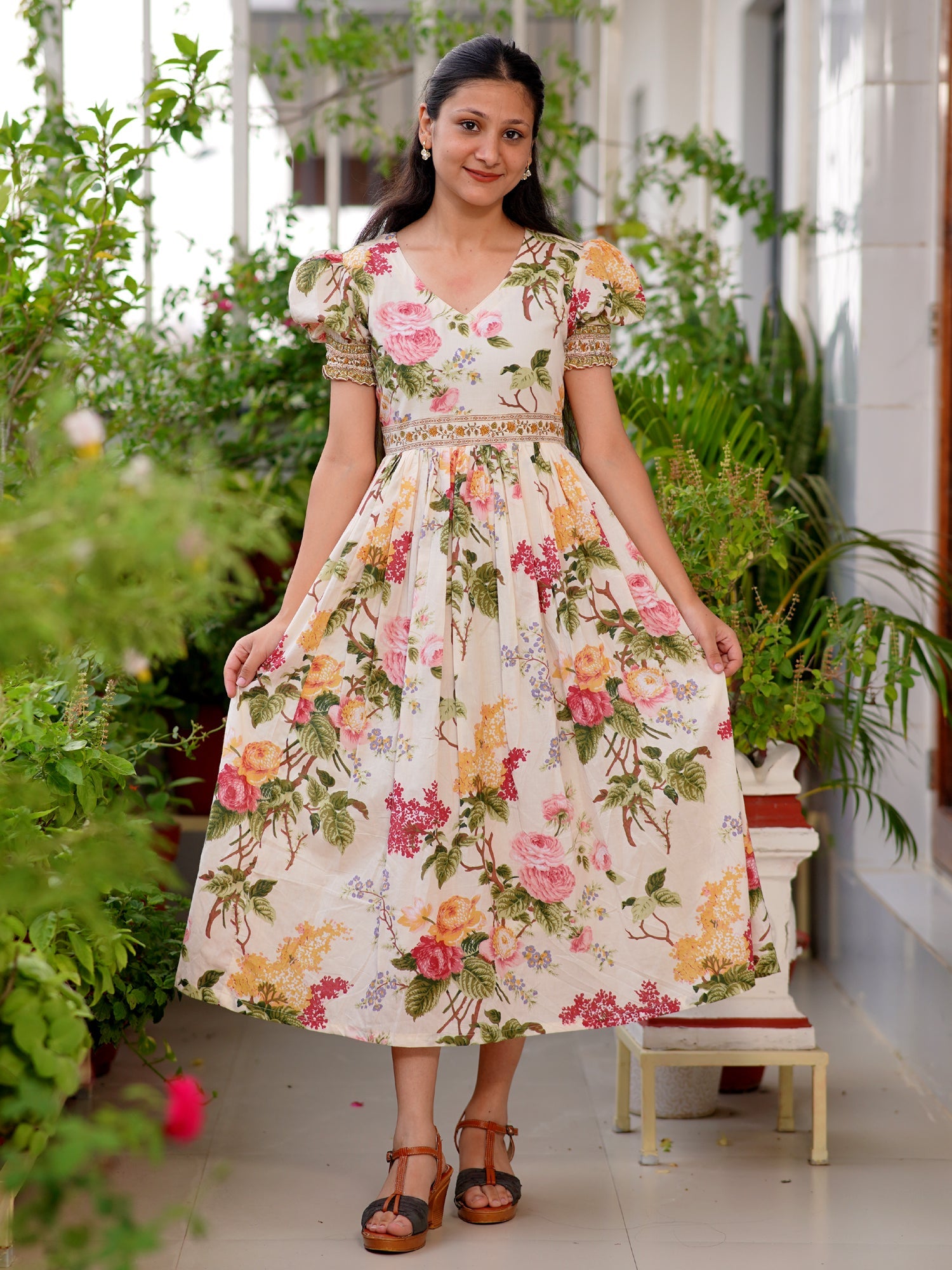 Botanical Dream Off-White COTTON Dress