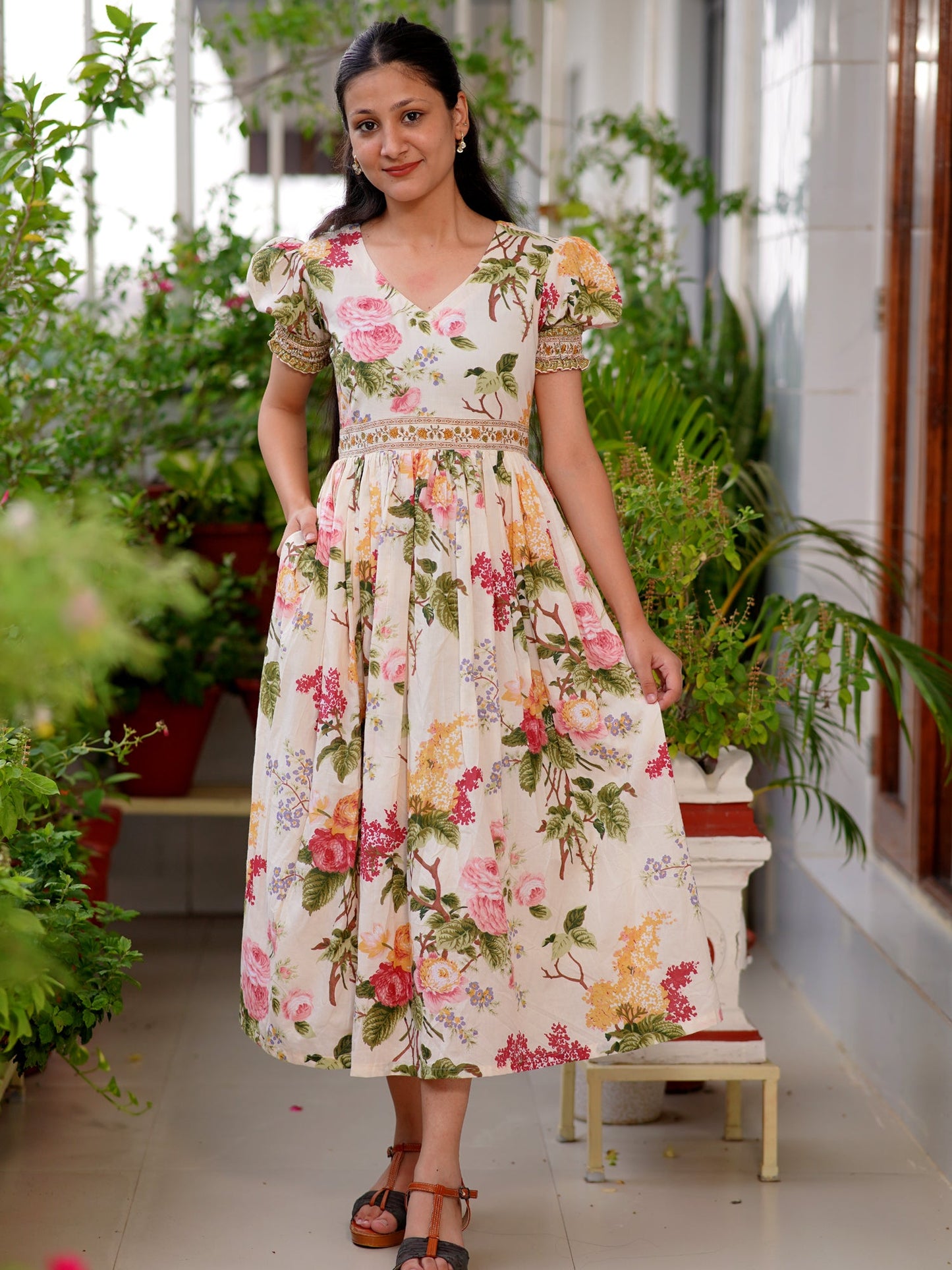 Botanical Dream Off-White COTTON Dress