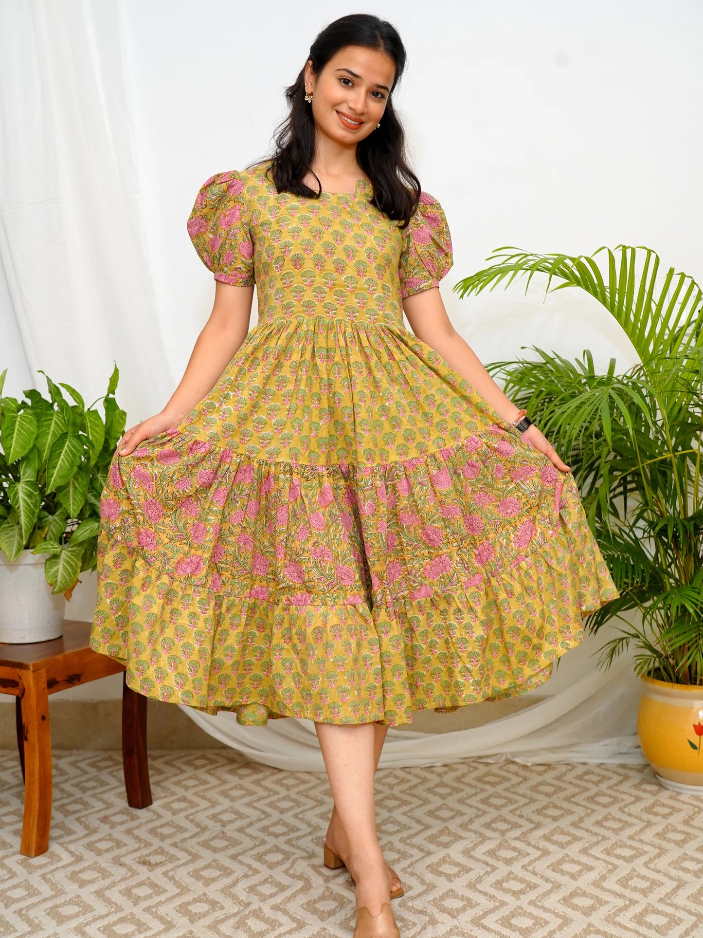 Garden Harmony COTTON Tiered Dress