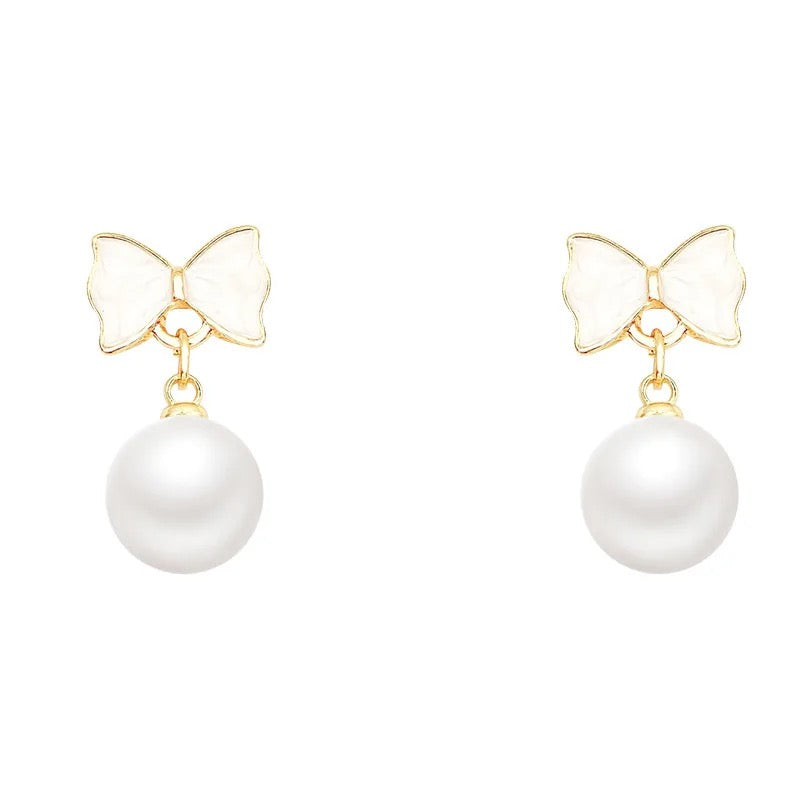 Bow and Pearl Earrings