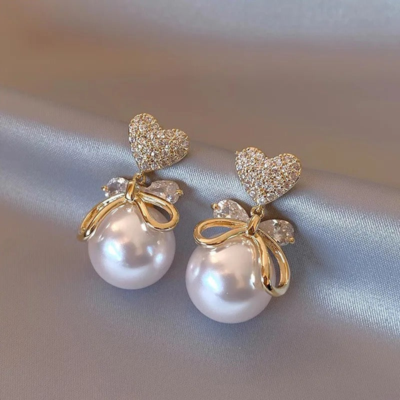 Pearl & Heart Earrings