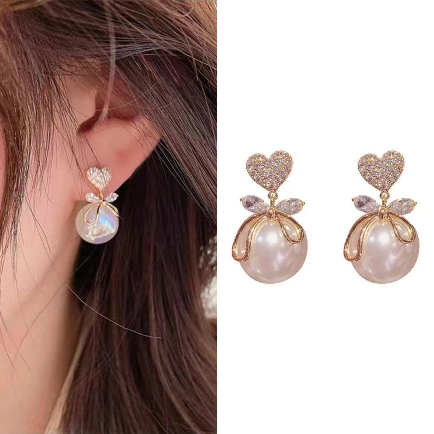 Pearl & Heart Earrings