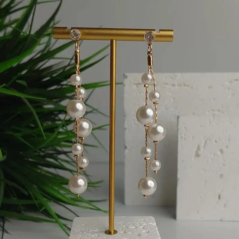 Long Tassel Pearl Earrings