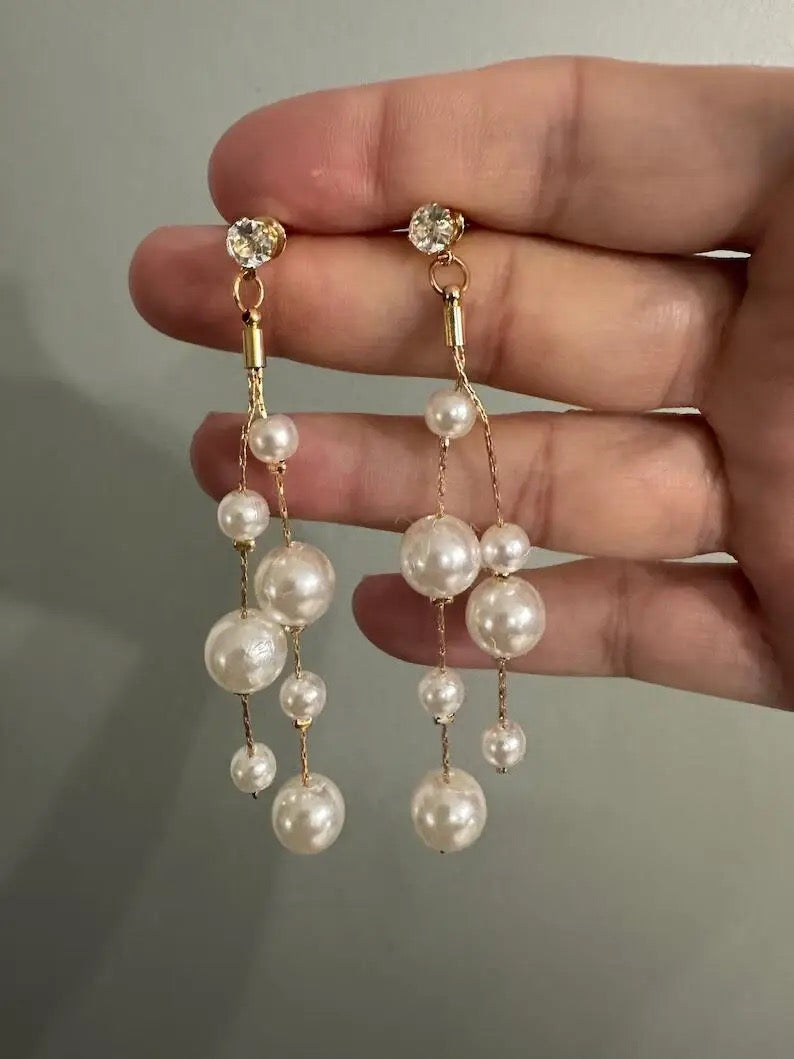 Long Tassel Pearl Earrings