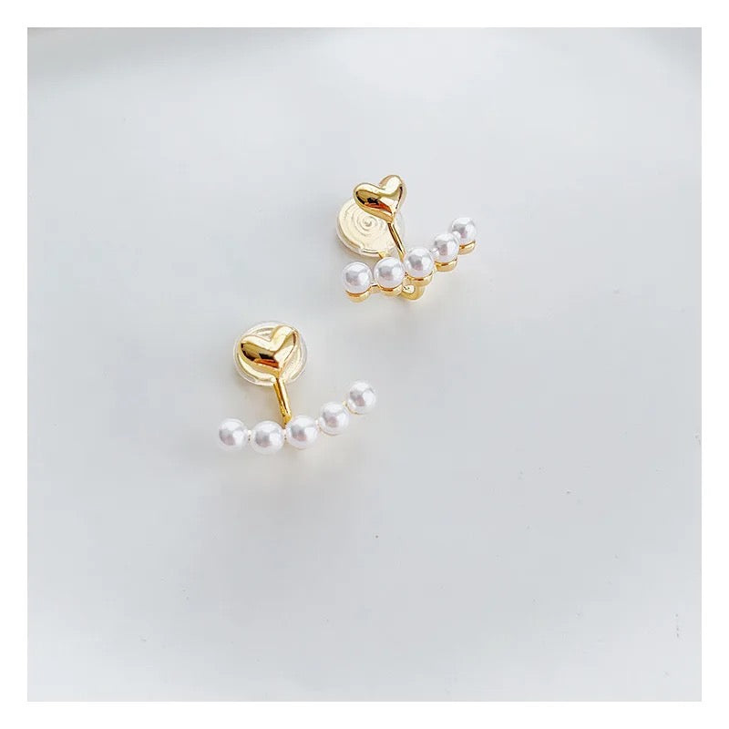 Heart & Pearl Arc Earrings