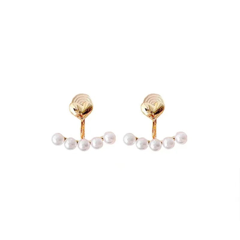 Heart & Pearl Arc Earrings