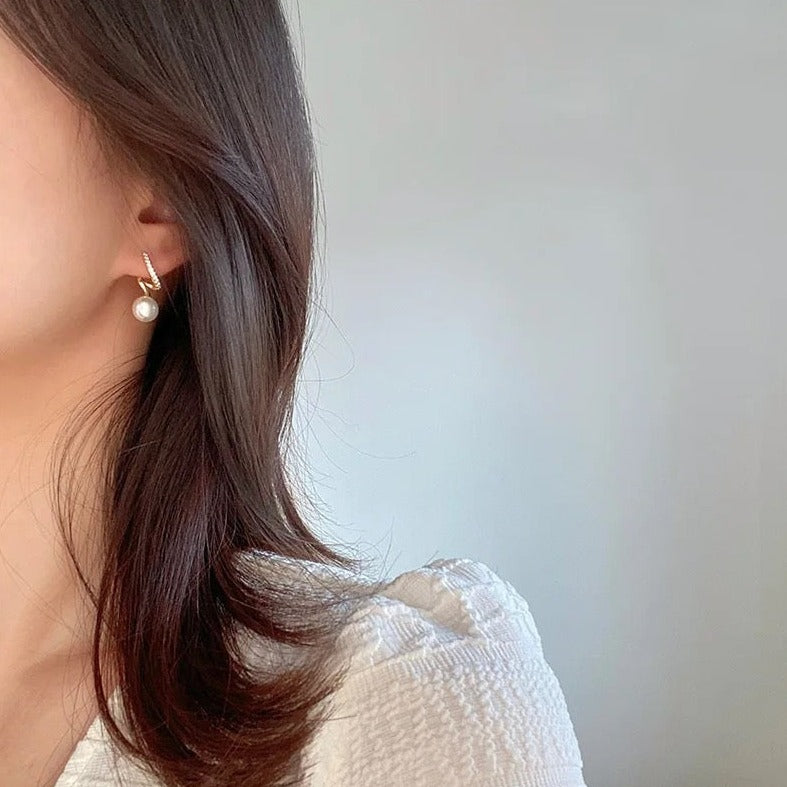 Zig Zag Pearl Earring