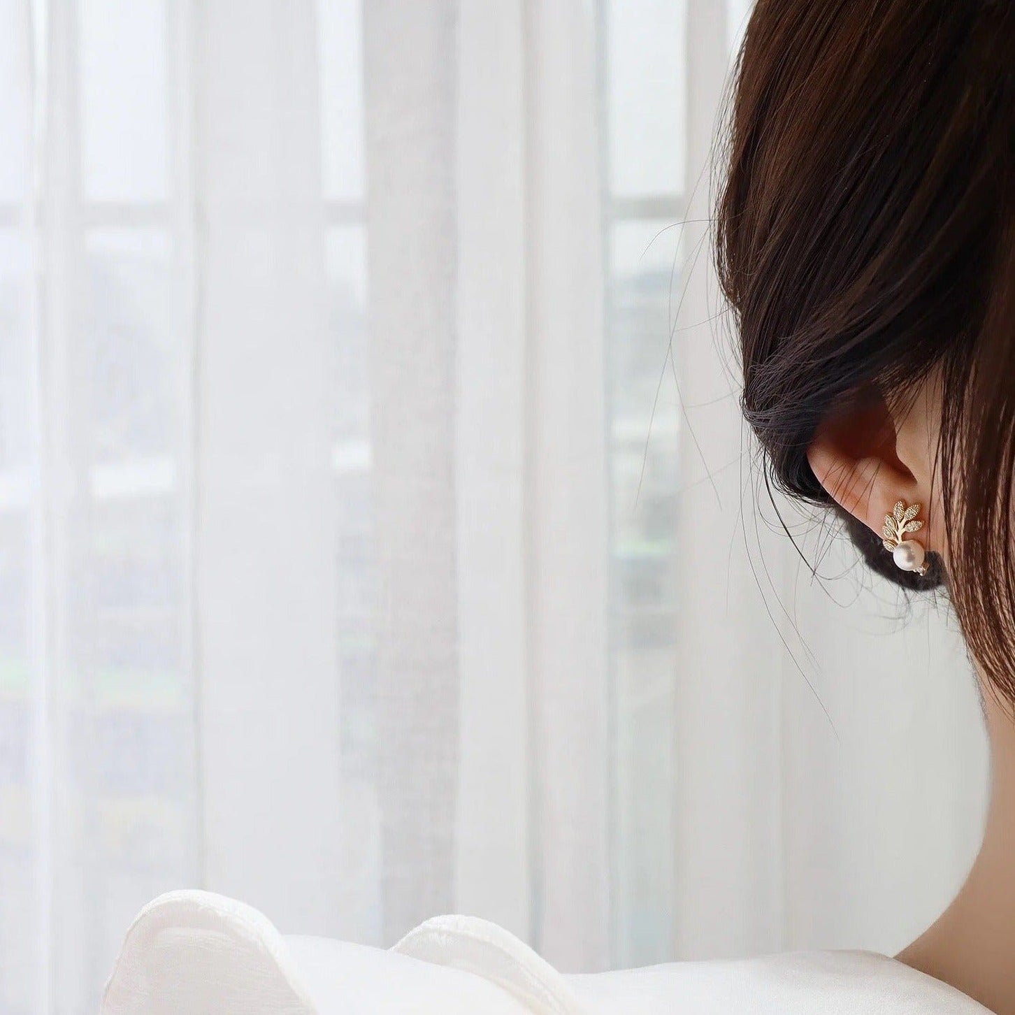 Crystal Leaf Earring