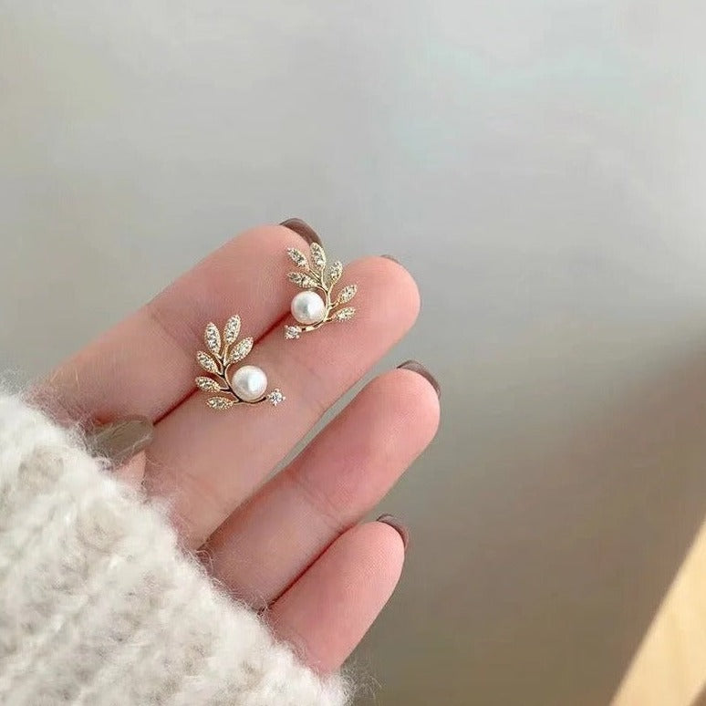 Crystal Leaf Earring