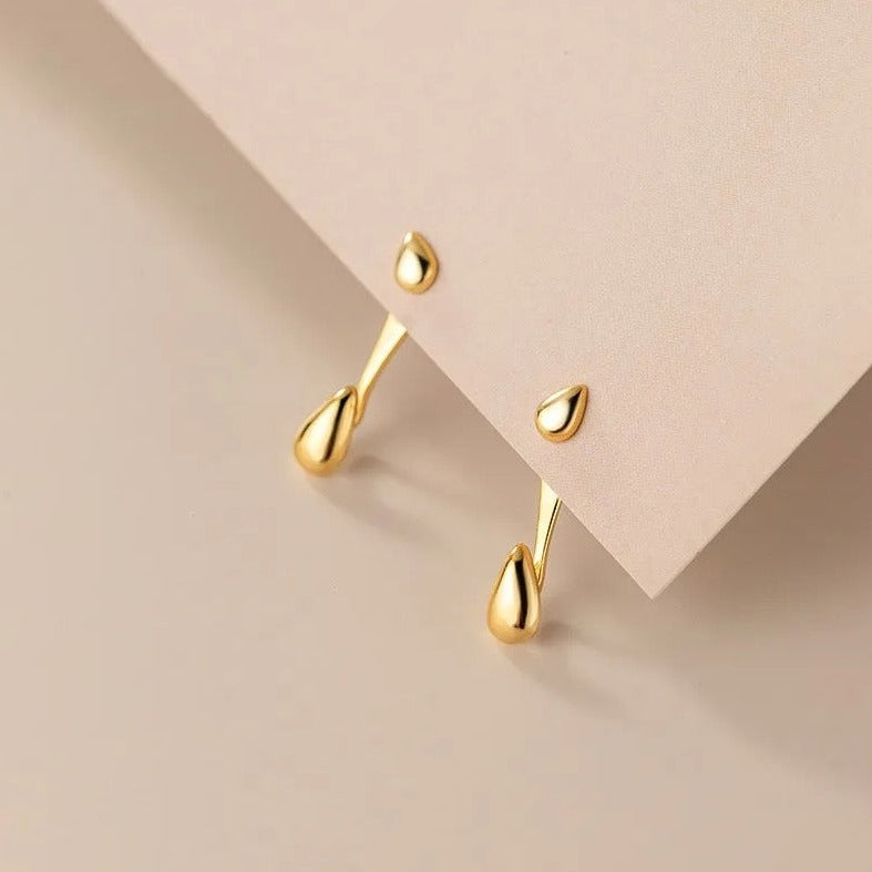 Gold Water Drop Stud