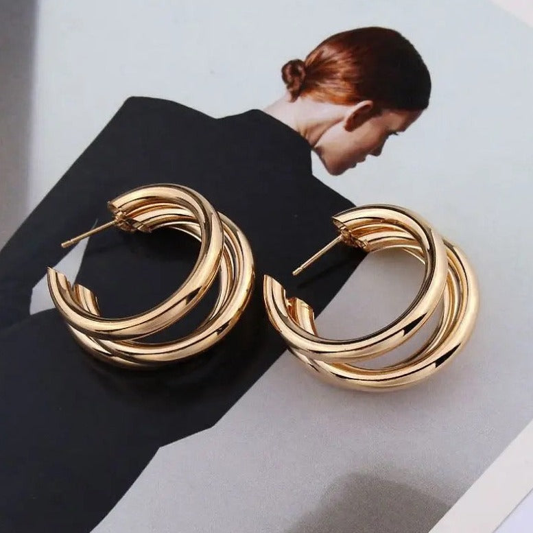 Triple Layered Rose Gold Hoop