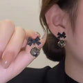 Black Crystal Bow Earring