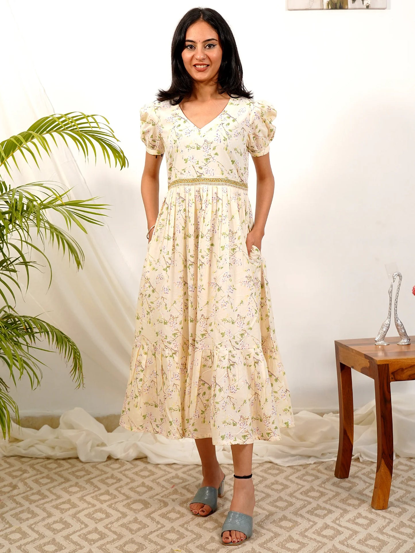 Lush Leaf COTTON Tiered Dress