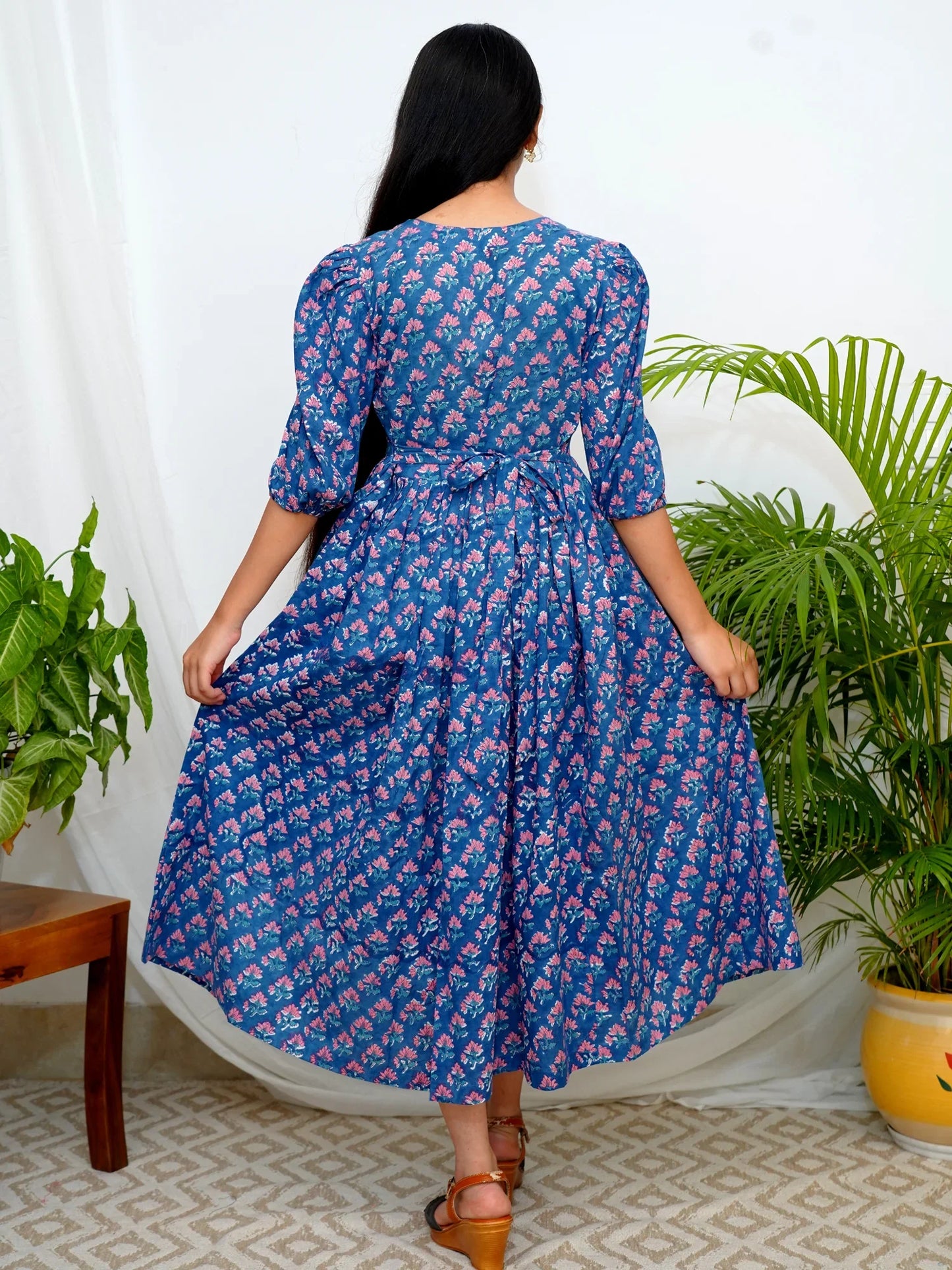 Ocean Breeze  Block Printed COTTON Dress