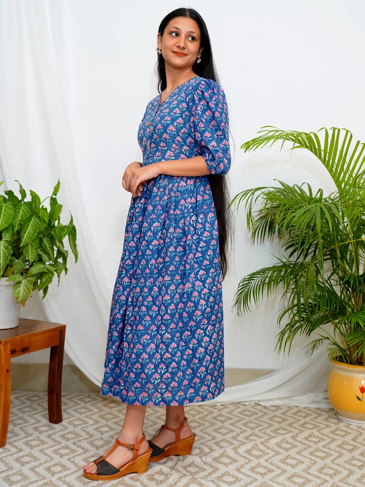 Ocean Breeze  Block Printed COTTON Dress