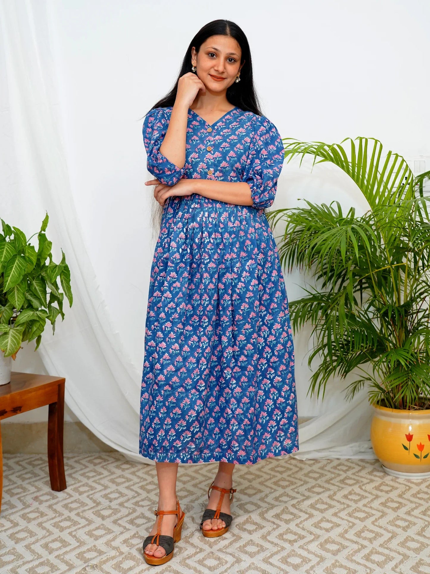 Ocean Breeze  Block Printed COTTON Dress