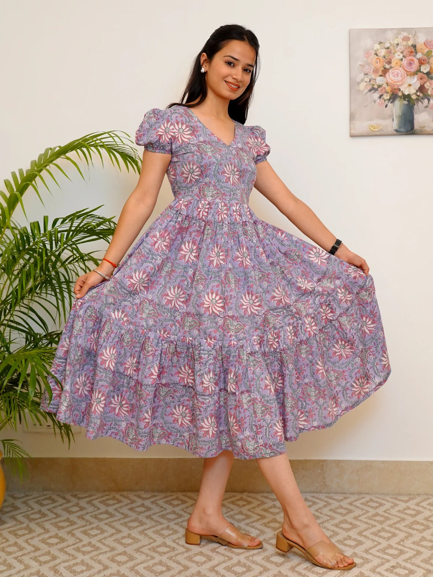 Udha Blossom Charm COTTON Tiered Dress